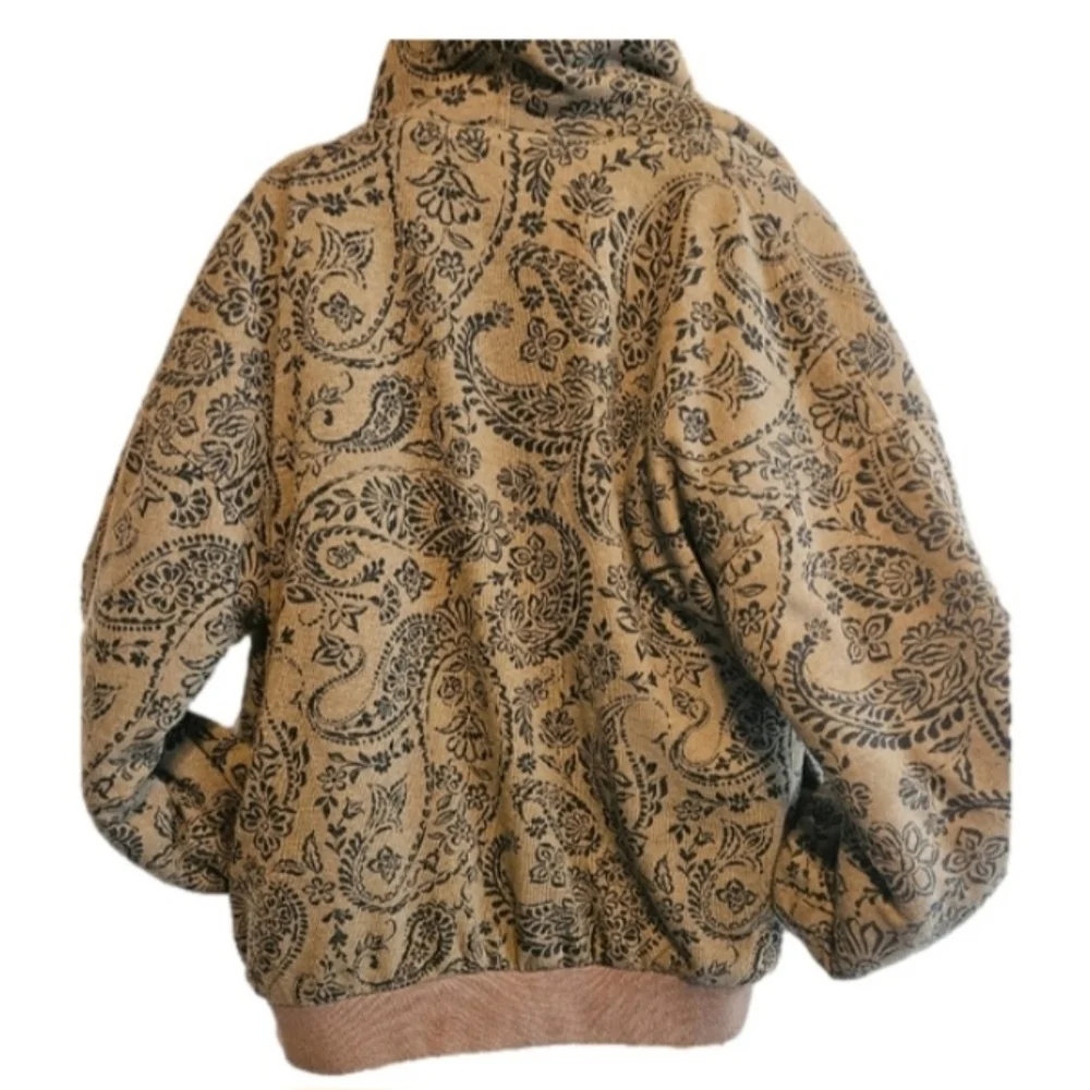 Forever 21 Paisley Print Zip-up Hoodie. size S Brown and black sherpa - Picture 2 of 16